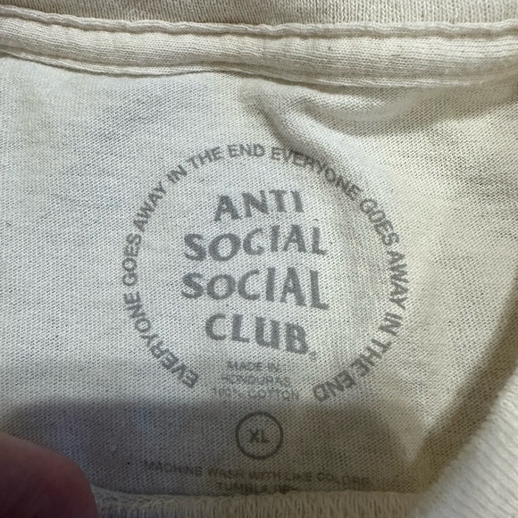 Anti Social Social Club Cream Tee D-55 - Picture 2 of 7